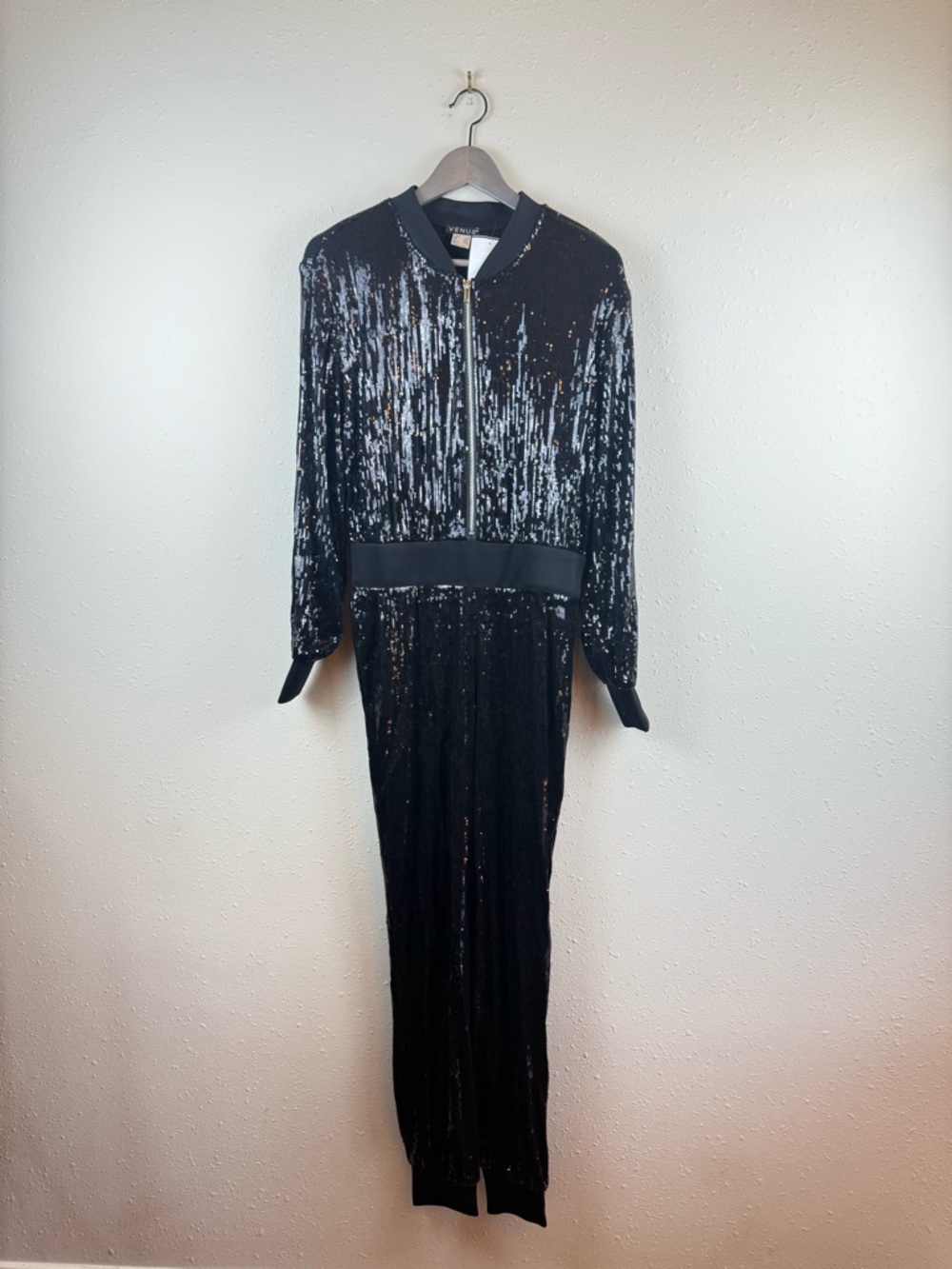 Sequins Black Long Sleeve Women’s Jumpsuit Size Small NWT - Picture 6 of 12